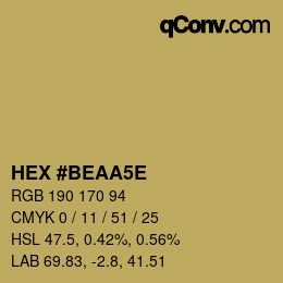 Color code: HEX #BEAA5E | qconv.com