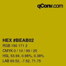 Color code: HEX #BEAB02 | qconv.com