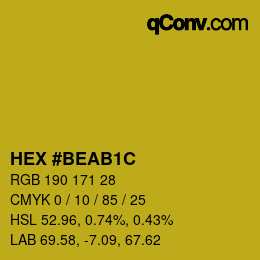 Color code: HEX #BEAB1C | qconv.com