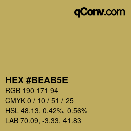 カラーコード: HEX #BEAB5E | qconv.com