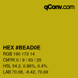 Color code: HEX #BEAD0E | qconv.com