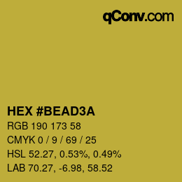カラーコード: HEX #BEAD3A | qconv.com