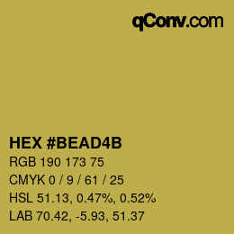 Color code: HEX #BEAD4B | qconv.com