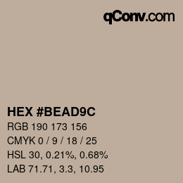 Color code: HEX #BEAD9C | qconv.com