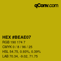Color code: HEX #BEAE07 | qconv.com