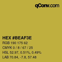 カラーコード: HEX #BEAF3E | qconv.com
