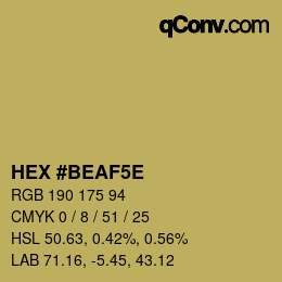 Código de color: HEX #BEAF5E | qconv.com