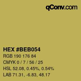 カラーコード: HEX #BEB054 | qconv.com