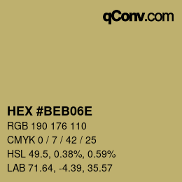Color code: HEX #BEB06E | qconv.com