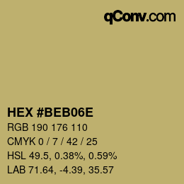 Color code: HEX #BEB06E | qconv.com