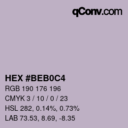 颜色代码: HEX #BEB0C4 | qconv.com