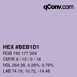 颜色代码: HEX #BEB1D1 | qconv.com