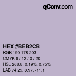 カラーコード: HEX #BEB2CB | qconv.com