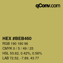 颜色代码: HEX #BEB460 | qconv.com