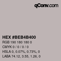 カラーコード: HEX #BEB4B400 | qconv.com