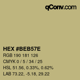 Color code: HEX #BEB57E | qconv.com