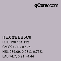 カラーコード: HEX #BEB5C0 | qconv.com