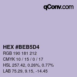 カラーコード: HEX #BEB5D4 | qconv.com