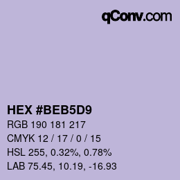 カラーコード: HEX #BEB5D9 | qconv.com