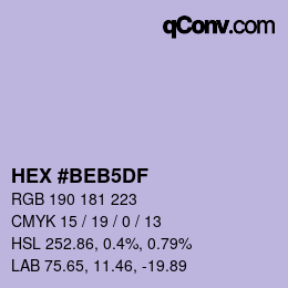 カラーコード: HEX #BEB5DF | qconv.com
