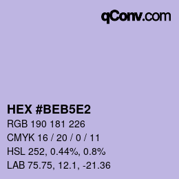 Farbcode: HEX #BEB5E2 | qconv.com