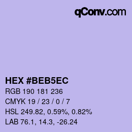 Color code: HEX #BEB5EC | qconv.com