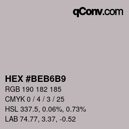 Farbcode: HEX #BEB6B9 | qconv.com