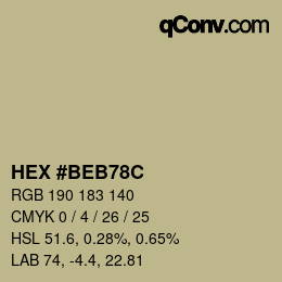 カラーコード: HEX #BEB78C | qconv.com