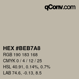 カラーコード: HEX #BEB7A8 | qconv.com