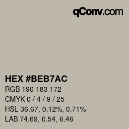 カラーコード: HEX #BEB7AC | qconv.com