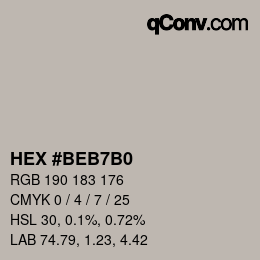 Color code: HEX #BEB7B0 | qconv.com
