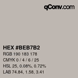 颜色代码: HEX #BEB7B2 | qconv.com