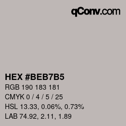 カラーコード: HEX #BEB7B5 | qconv.com