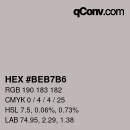 颜色代码: HEX #BEB7B6 | qconv.com