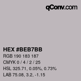 颜色代码: HEX #BEB7BB | qconv.com