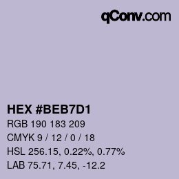カラーコード: HEX #BEB7D1 | qconv.com