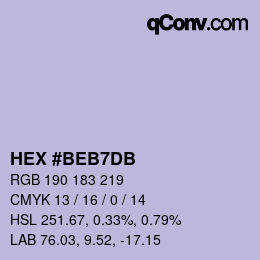 カラーコード: HEX #BEB7DB | qconv.com
