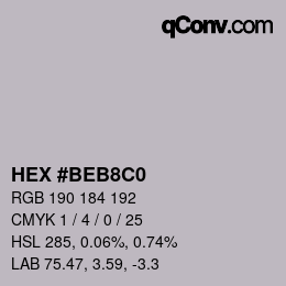 カラーコード: HEX #BEB8C0 | qconv.com