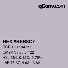 カラーコード: HEX #BEB8C7 | qconv.com