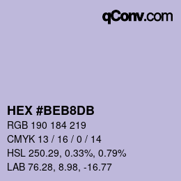 颜色代码: HEX #BEB8DB | qconv.com