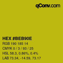Color code: HEX #BEB90E | qconv.com