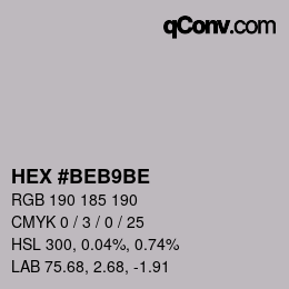 Code couleur: HEX #BEB9BE | qconv.com