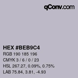 Color code: HEX #BEB9C4 | qconv.com