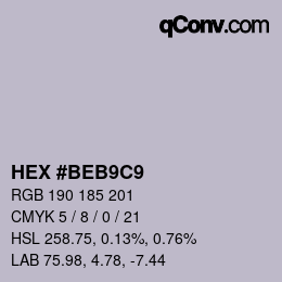 Color code: HEX #BEB9C9 | qconv.com