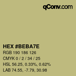 Color code: HEX #BEBA7E | qconv.com