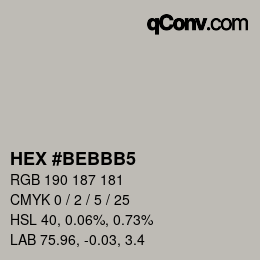 Color code: HEX #BEBBB5 | qconv.com