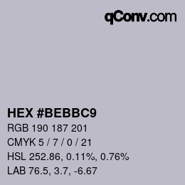 Color code: HEX #BEBBC9 | qconv.com