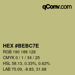 Color code: HEX #BEBC7E | qconv.com