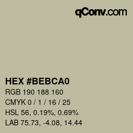 Color code: HEX #BEBCA0 | qconv.com