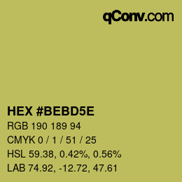 Color code: HEX #BEBD5E | qconv.com